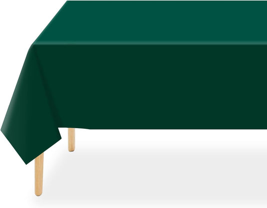 QIKSION Plastic Table Cloth Disposable 2 Pack, 54 x 108 Inch Tablecloths for Rectangle Tables, Dark Green Plastic Table Cover