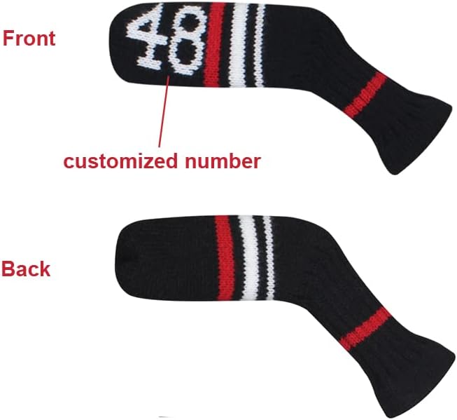 Scott Edward 1/7/10 Pcs Knitted Golf Club Head Covers for Irons Wedge Cuteness and Basically Socks Shape Washable Golf Club Head Protector on Red/Blue Warning Style