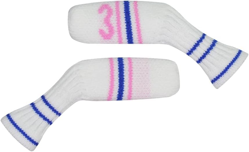 Scott Edward 1/7/10 Pcs Knitted Golf Club Head Covers for Irons Wedge Cuteness and Basically Socks Shape Washable Golf Club Head Protector on Classic Stripes Style，Double Sided Customization