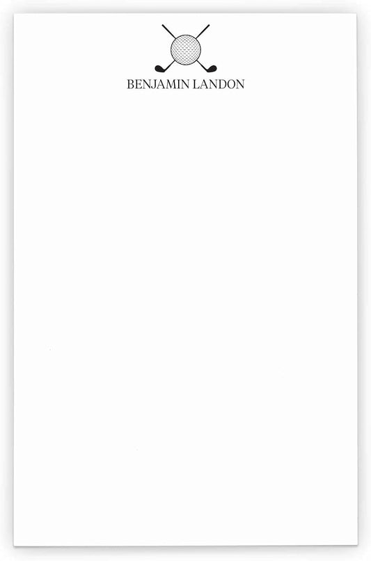 Modern Pink Paper Golf Silhouette Notepad, Personalized Notepad for Men or Women, Personalized Golf Gifts for Him, Personalized Note Cards for Dad, Size 5.5in x 8.5in, 50 Sheets