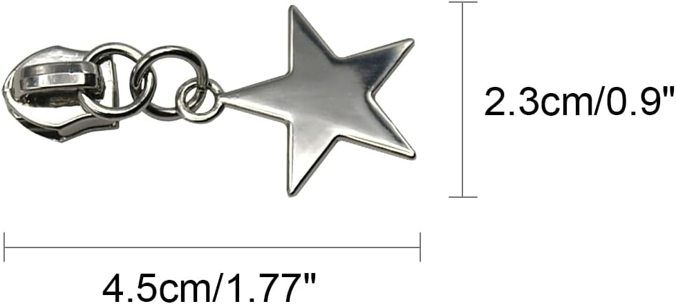HOLSHUN #5 Zipper Sliders Zipper Pull 30pcs Bulk Heavy Duty Metal Silver Pulls for #5 Nylon Coil Zippers Replacement Luxury Bag Hardware Luggage & DIY Craft Supplies Star