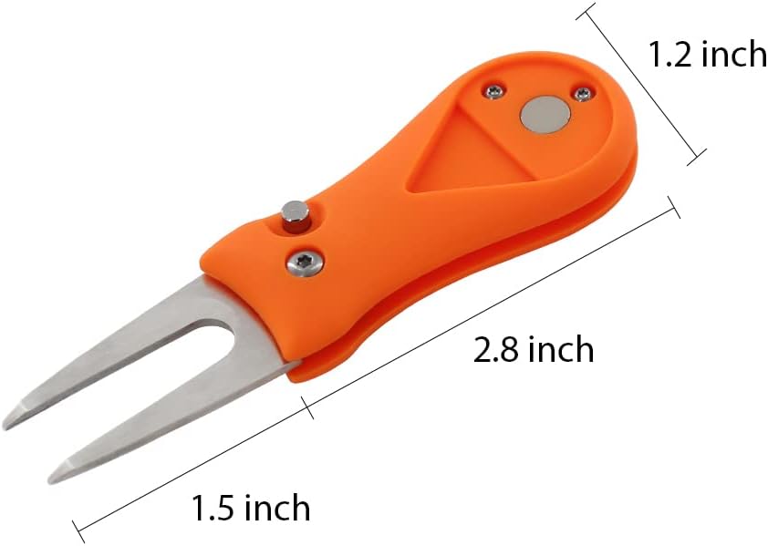 Myartte Golf Divot Repair Tool Switchblade Divot Tools with Golf Ball Marker Pop-up Buttom Zinc Alloy for Repairing The Golf Green