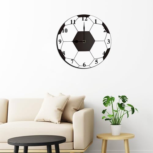 Football Wall Clocks with Silent Clock Movement and Battery Operated Great Decor for Bedroom Living Room or Classroom Nice Gifts for Football Lovers Kids Father and Back to School 10inch