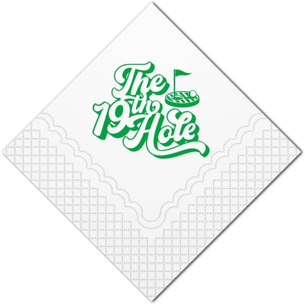 SharkBliss Golf Cocktail Napkins, The 19th Hole Birthday Disposable Paper Cocktail Beverage Napkins for Golf Theme 19th Birthday Party Table Decor 2-Ply, 5x5" (50, The 19th Hole)