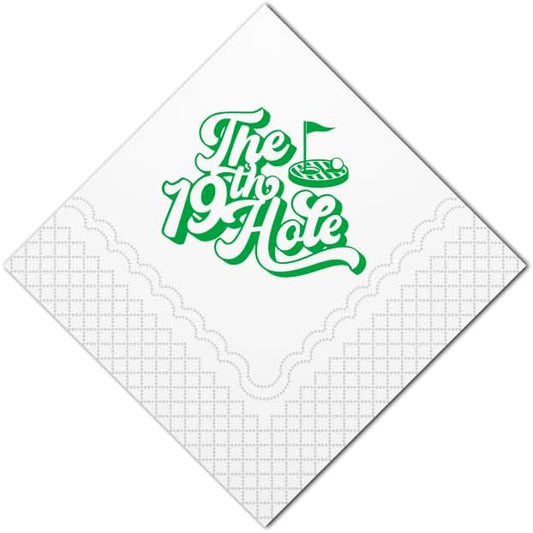 SharkBliss Golf Cocktail Napkins, The 19th Hole Birthday Disposable Paper Cocktail Beverage Napkins for Golf Theme 19th Birthday Party Table Decor 2-Ply, 5x5" (50, The 19th Hole)