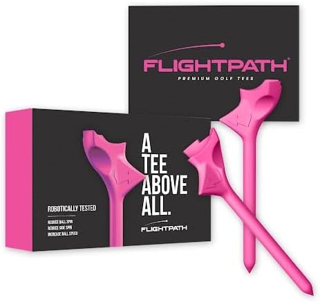 FLIGHTPATH Diamond Golf Tees – Patented Design to Reduce Spin for Long, Straight Drives – Low-Friction 3.25” Long Tees, Robotically Tested for Ball Spin – USGA Approved Performance
