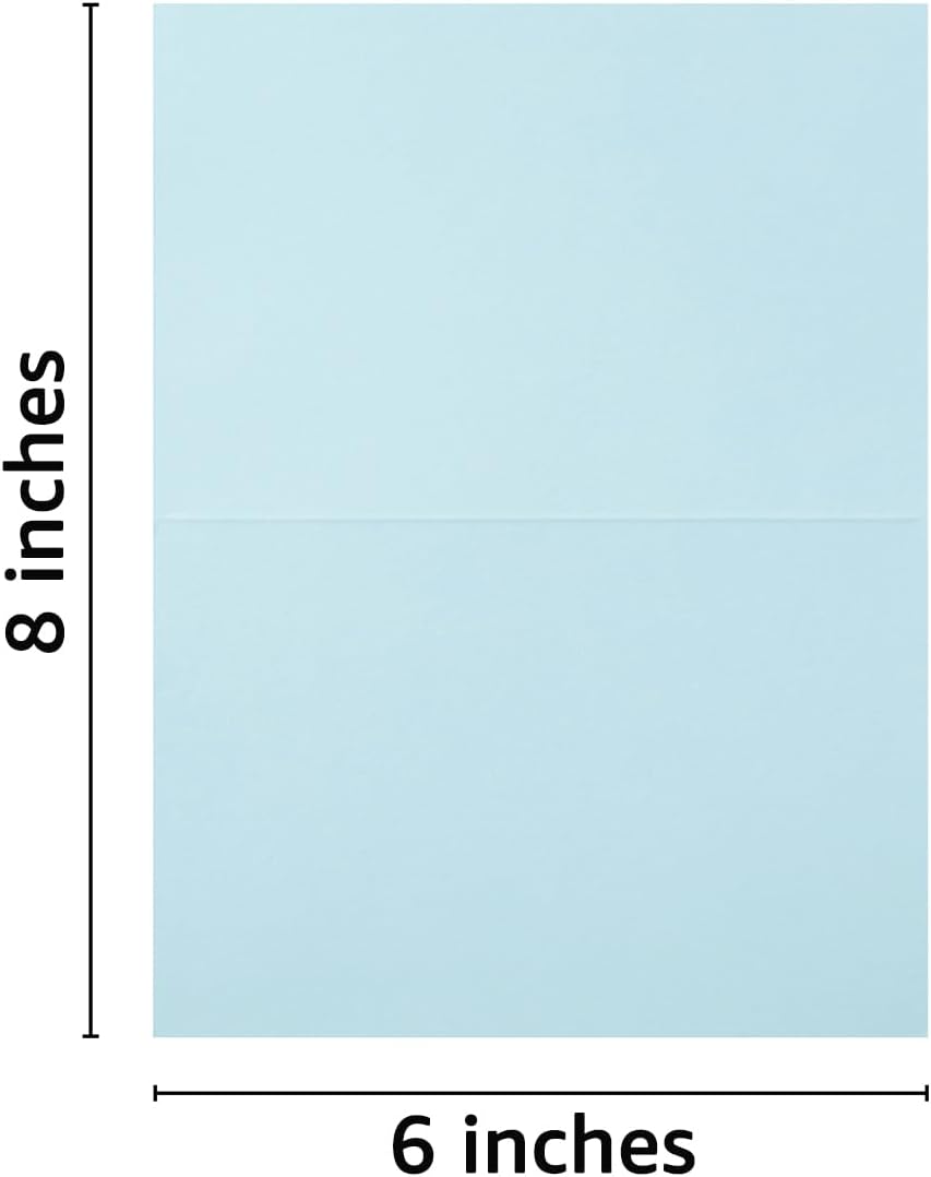50 Pack Blank Cards Folded Cardstock Thank You Blank Greeting Cards for Invitations, Wedding, Greeting Cards, All Occasion DIY (Light Blue, 4x6)