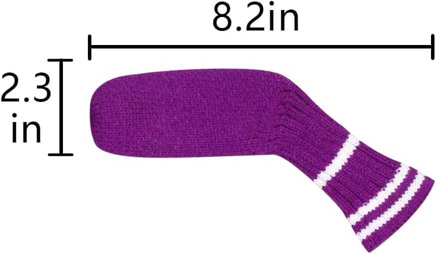 Scott Edward 1/7/10 Pcs Knitted Golf Club Head Covers for Irons Wedge Cuteness and Basically Socks Shape Washable Golf Club Head Protector on Classic Stripes Style，Double Sided Customization