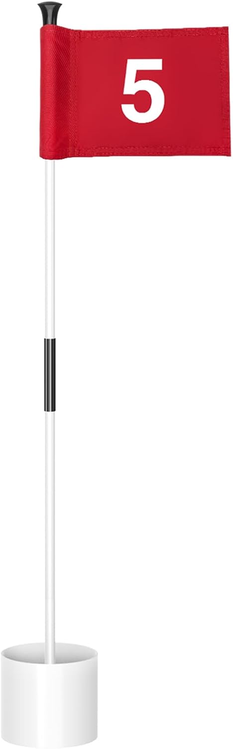 KINGTOP Golf Flagstick Mini, Putting Green Flag for Yard, All 3 Feet, Double-Sided Numbered Golf Flags, Golf Pin Flag Hole Cup Set, Portable 2-Section Design, Gifts Idea