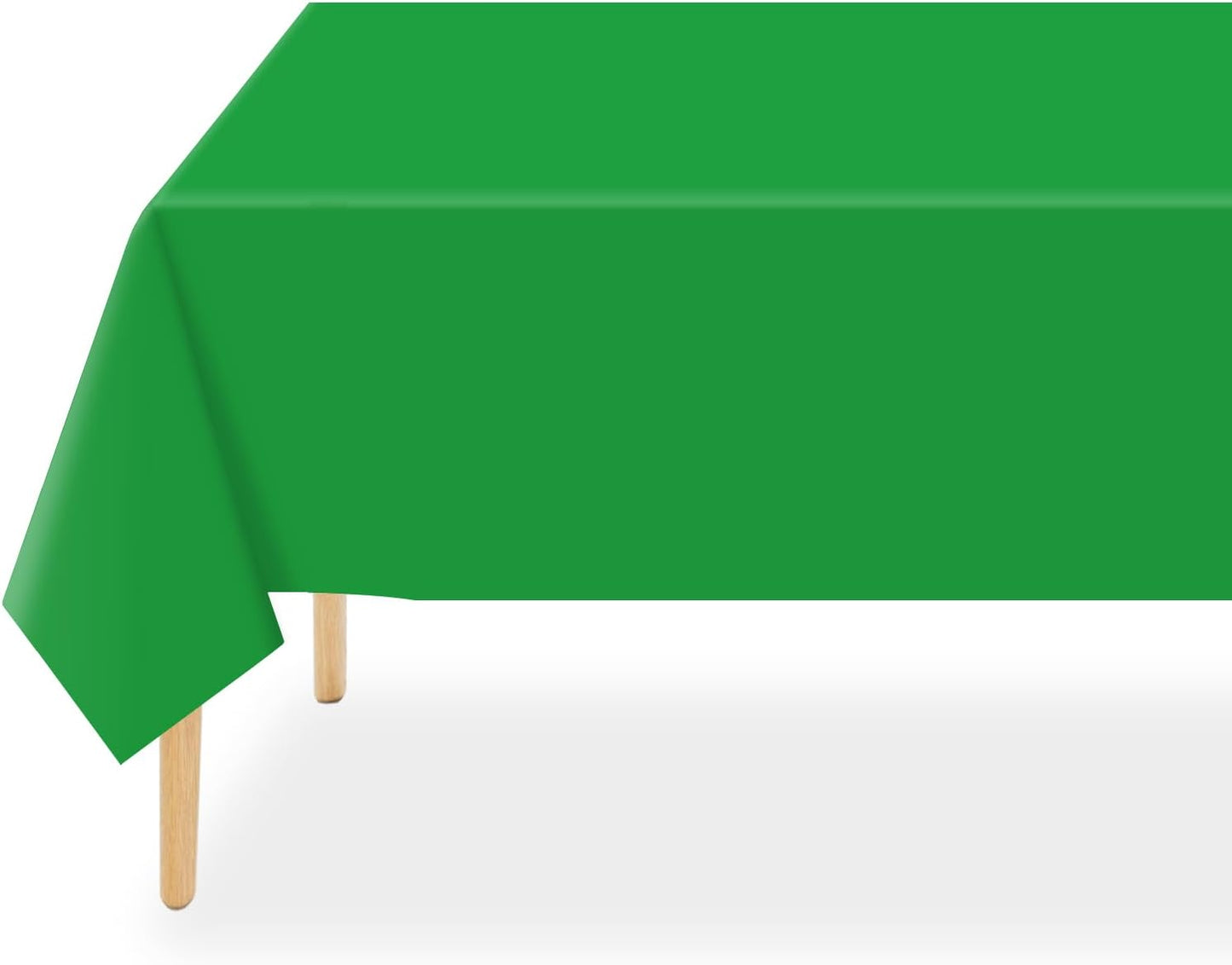 QIKSION Plastic Table Cloth Disposable 12 Pack, 54 x 108 Inch Tablecloths for Rectangle Tables, Green Plastic Table Cover