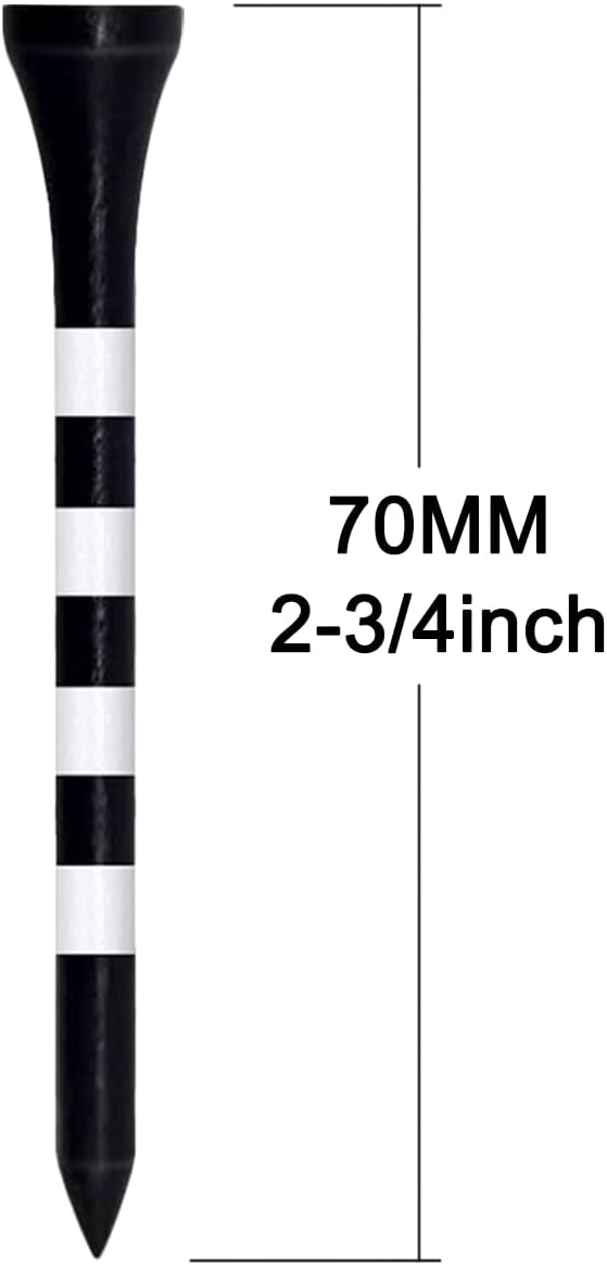 Wooden Golf Tees 3-1/4", 2-3/4", 2-1/8", 1-1/2" Available, 100 Count (Natural Color, White, Black, Blue, Red, Green, Yellow, Pink, Orange)