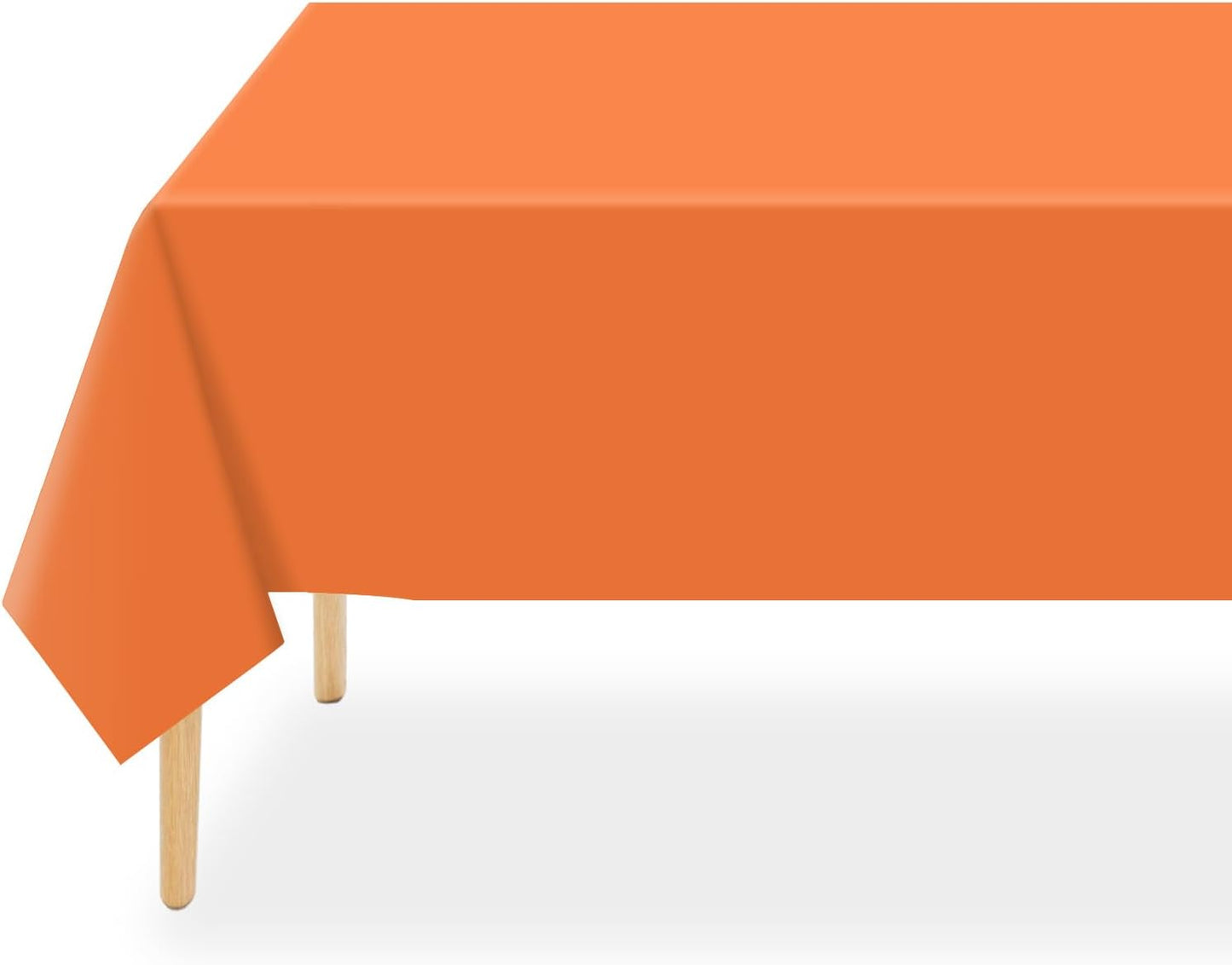 QIKSION Plastic Table Cloth Disposable 6 Pack, 54 x 108 Inch Tablecloths for Rectangle Tables, Orange Plastic Table Cover