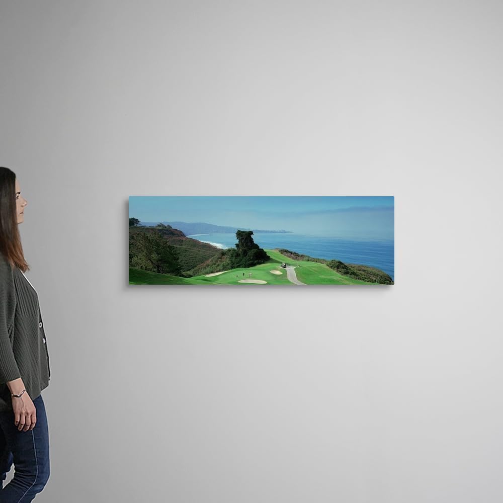 CANVAS ON DEMAND Golf Course At the Coast Torrey Pines Golf Course San Diego California Canvas Wall Art Print, Home Decor, Sports, United States Artwork, 48" x16in
