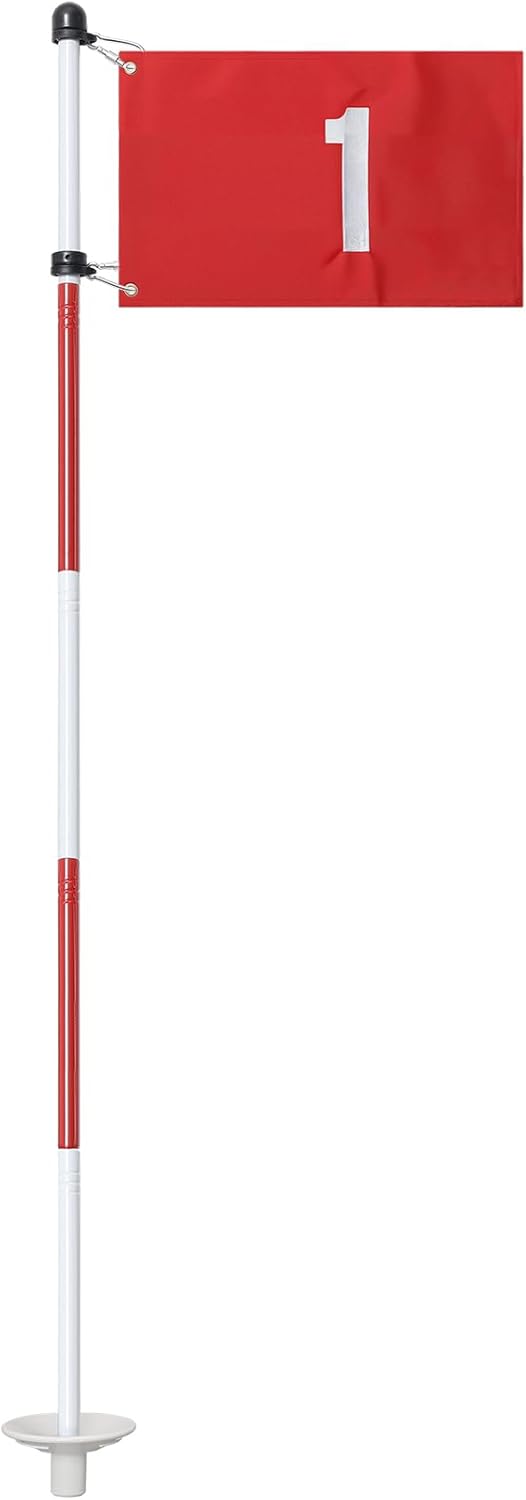 Golf Flagstick, 6 Ft Golf Hole Flags for Putting Green, Double Sided Golf Pin Flag for Yard with 5-Section Pole and Ball Retriever, 1 Pack (Number 1)