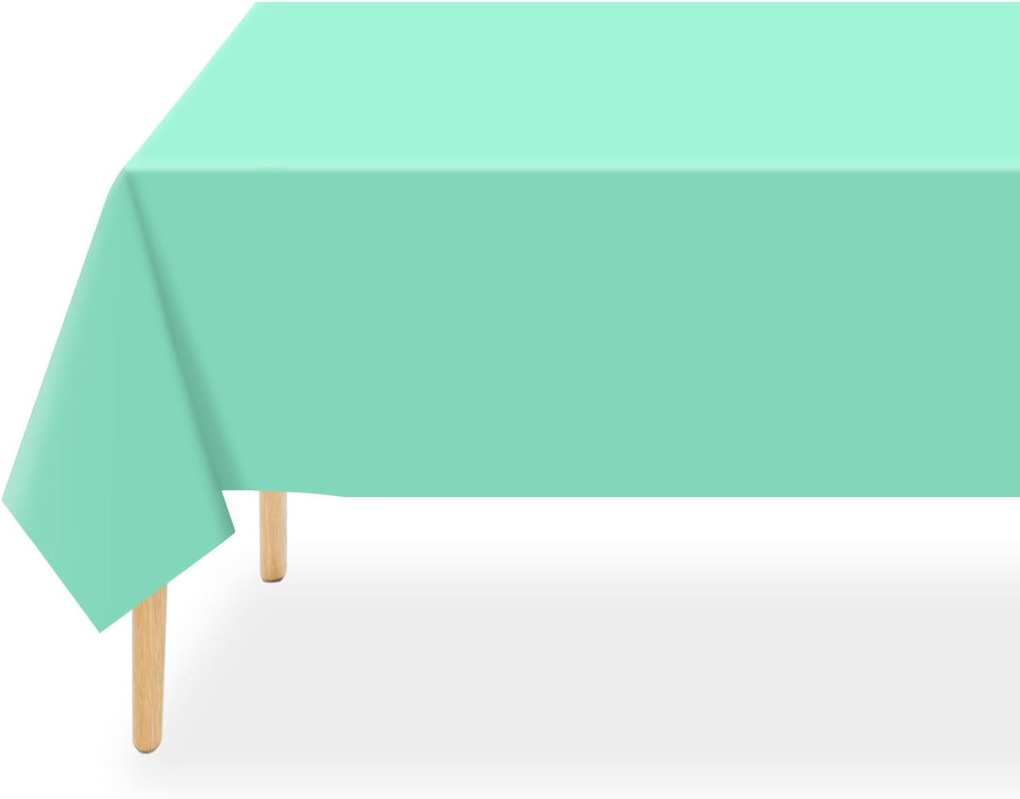 QIKSION Plastic Table Cloth Disposable 12 Pack, 54 x 108 Inch Tablecloths for Rectangle Tables, Fresh Mint Plastic Table Cover