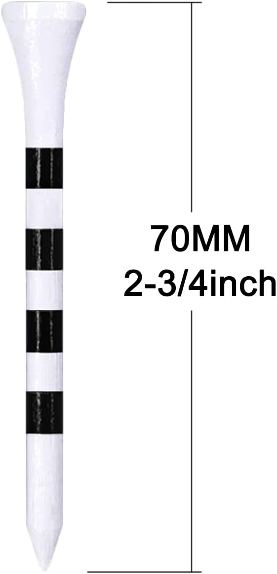 Wooden Golf Tees 3-1/4", 2-3/4", 2-1/8", 1-1/2" Available, 100 Count (Natural Color, White, Black, Blue, Red, Green, Yellow, Pink, Orange)