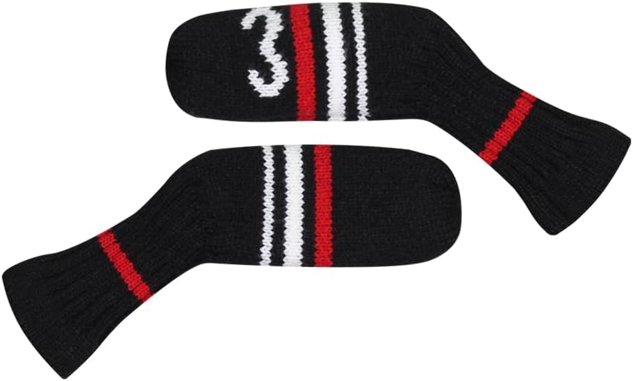 Scott Edward 1/7/10 Pcs Knitted Golf Club Head Covers for Irons Wedge Cuteness and Basically Socks Shape Washable Golf Club Head Protector on Red/Blue Warning Style