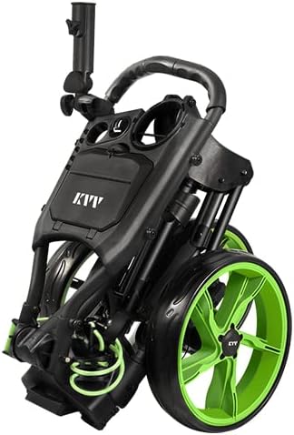 KVV 3 Wheel Golf Push Cart Ultra Lightweight Smallest Folding Size, New-Version Scorecard Holder
