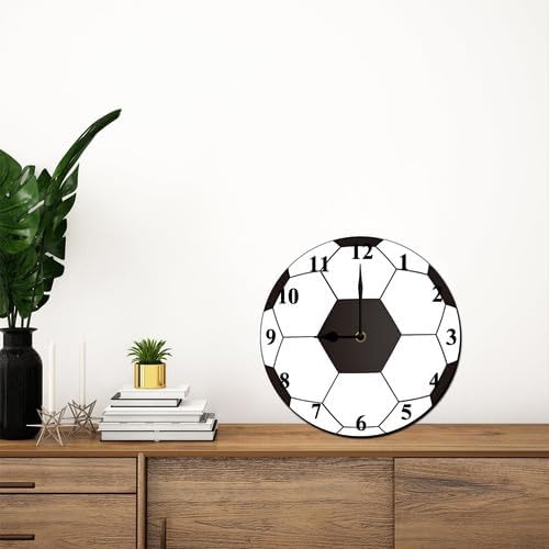 Football Wall Clocks with Silent Clock Movement and Battery Operated Great Decor for Bedroom Living Room or Classroom Nice Gifts for Football Lovers Kids Father and Back to School 10inch