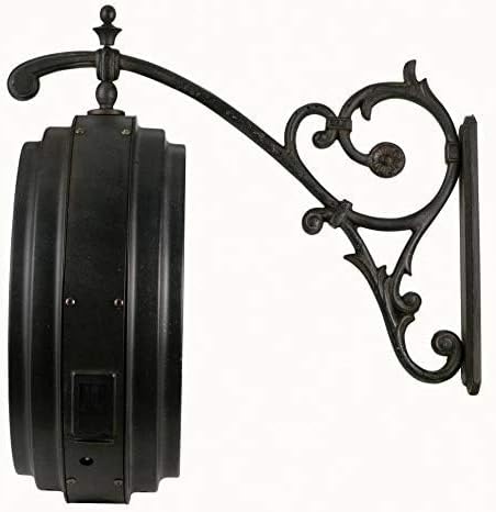 Howard Miller Gladwin Wall Clock II 549-608 – Indoor/Outdoor Double-Sided Timepiece, Decorative Wall Bracket, Swivels for Maximum Visibility, Quartz Movement