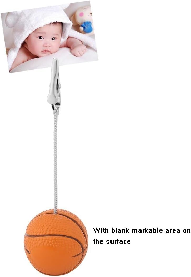 Xiaoyztan Basketball Clip for Table, Place Card Stand Holder, 5 Inch Height Memo Clip, Number Card Holder, Name Card Table Stand Decorations for Home Office Desk Sports Party Wedding Ceremony, 5 Pcs
