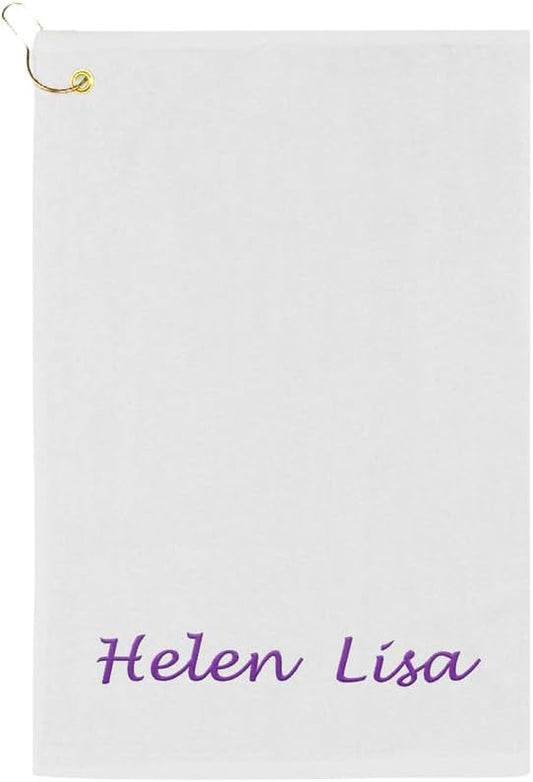 Personalized Passion Golf Towels with Corner Grommet - 16"x26" Customized Velour Cotton Golf Bag Towels with Name - Super Soft and Highly Absorbent - Quickly Remove Dirt and Sweat - Silver Gray