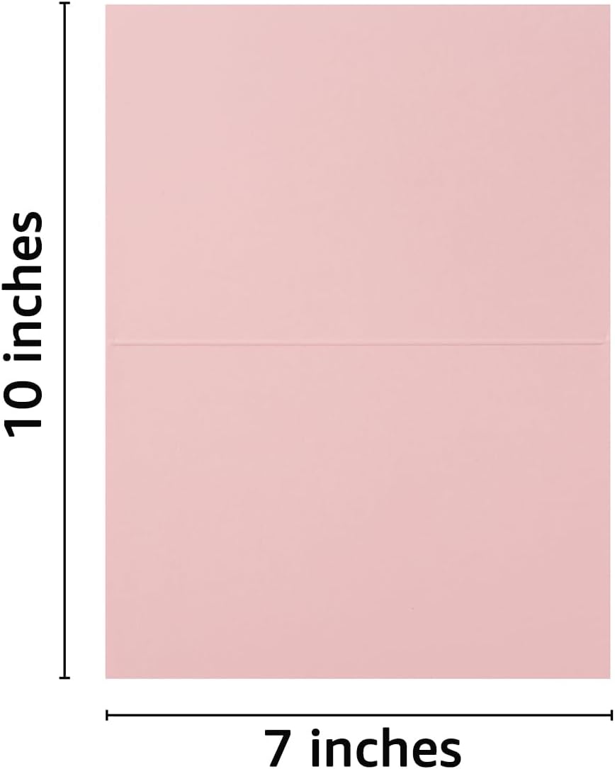 50 Pack Blank Cards Folded Cardstock Thank You Blank Greeting Cards for Invitations, Wedding, Greeting Cards, All Occasion DIY (Pink, 5x7)
