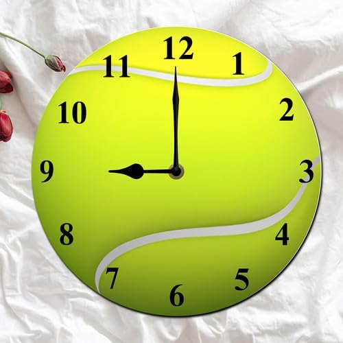 Tennis Wall Clocks with Silent Clock Movement and Battery Operated Great Decor for Bedroom Living Room or Classroom Nice Gifts for Tennis Lovers Father and Back to School 10inch
