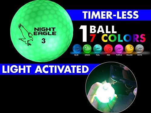 Night Eagle CV LED Golf Balls - Light Activated - No Timer - 6 Pack (7 Color Ball 6 Pack)