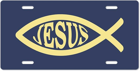 Unique Vanity License Plates | 16 Individual Designs | 3 Sizes (Automobile, Golf Cart, Motorcycle/Bike) | Made in U.S.A. | Custom Car Tags (Jesus Fish, Golf Cart (7" x 4"))