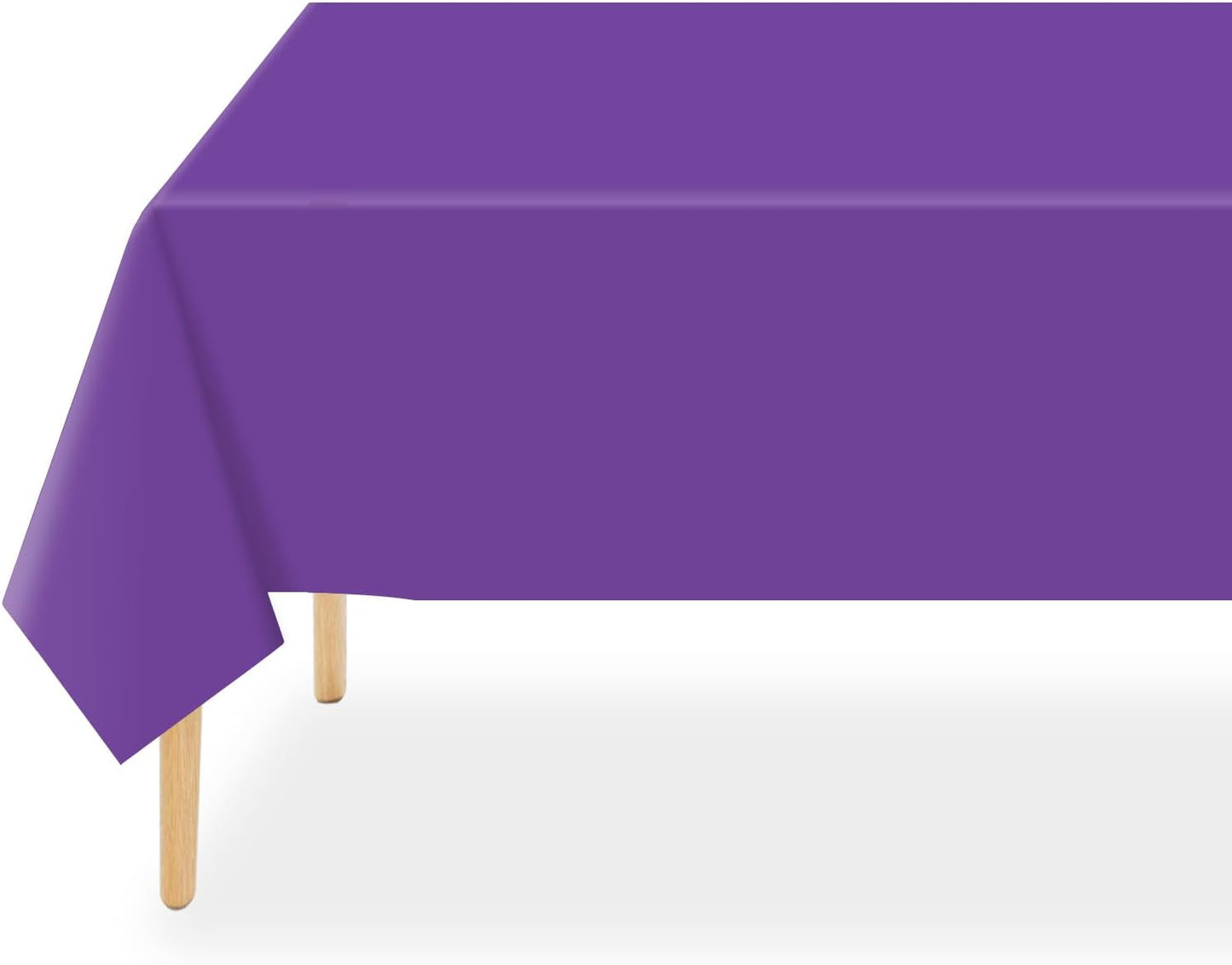 QIKSION Plastic Table Cloth Disposable 2 Pack, 54 x 108 Inch Tablecloths for Rectangle Tables, Purple Plastic Table Cover