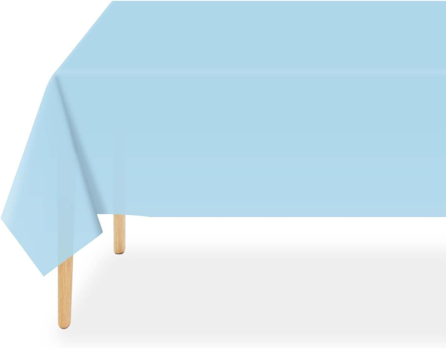QIKSION Plastic Table Cloth Disposable 6 Pack, 54 x 108 Inch Tablecloths for Rectangle Tables, Light Blue Plastic Table Cover