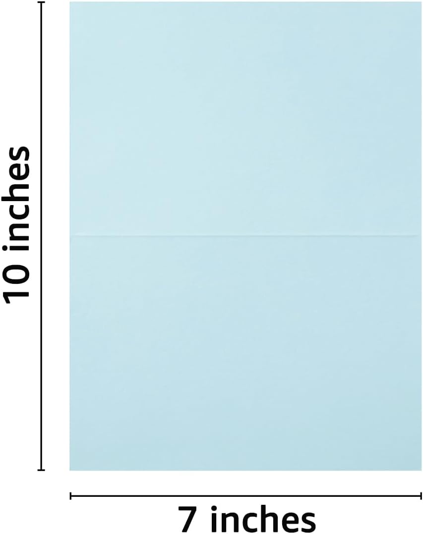 50 Pack Blank Cards Folded Cardstock Thank You Blank Greeting Cards for Invitations, Wedding, Greeting Cards, All Occasion DIY (Light Blue, 5x7)