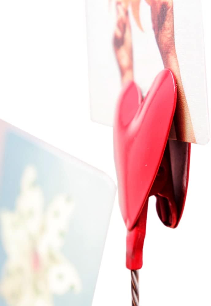 8-Branch Family Tree Picture Frame Holder, Card Photo Clips Holder Desk Stand for Memo Paper Note Photo Christmas Wedding Card Display (Red Heart)