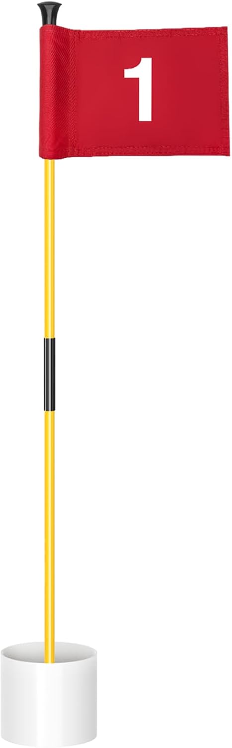 KINGTOP Golf Flagstick Mini, Putting Green Flag for Yard, All 3 Feet, Double-Sided Numbered Golf Flags, Golf Pin Flag Hole Cup Set, Portable 2-Section Design, Gifts Idea
