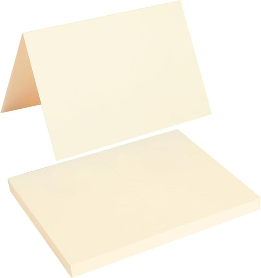 50 Pack Blank Cards Folded Cardstock Thank You Blank Greeting Cards for Invitations, Wedding, Greeting Cards, All Occasion DIY, 5x7 Folded Cards Cream