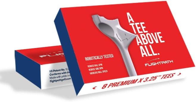 Flightpath Diamond Golf Tees – Patented Design to Reduce Spin for Long, Straight Drives – Low-Friction Long Tees, Robotically Tested for Ball Spin – USGA Approved Performance