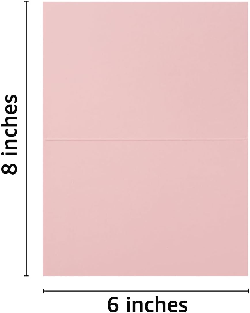 50 Pack Blank Cards Folded Cardstock Thank You Blank Greeting Cards for Invitations, Wedding, Greeting Cards, All Occasion DIY (Pink, 4x6)