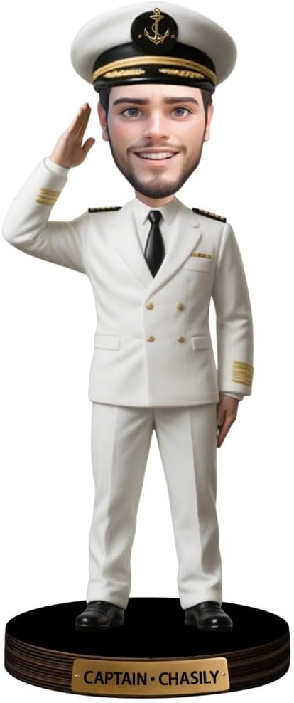 Personalized Cartoon Captain Figurine Plaque Custom Caricature Portrait Captain Office Decor Funny Nautical Portrait Desk Decor Ship Captains Gifts for Boat Lovers Christmas Birthday Anniversary