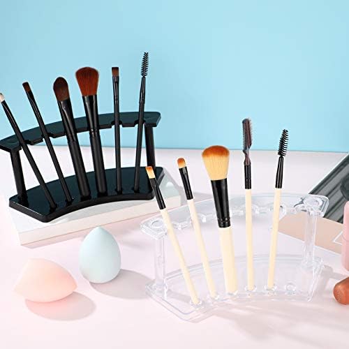 Tinlade 2 Pieces Plastic Pen Holder Stand Display Rack 6-Slot Pen Makeup Brush Rack Organizer Eyebrow Stand for School Office Home Store(Black)