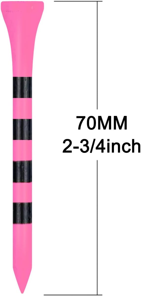 Wooden Golf Tees 3-1/4", 2-3/4", 2-1/8", 1-1/2" Available, 100 Count (Natural Color, White, Black, Blue, Red, Green, Yellow, Pink, Orange)