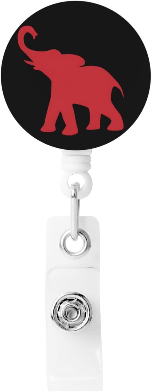 Red Elephant Badge Reels Retractable Badge Holder with Clip for Id Name Tag Office Worker Student Teacher Nurse Doctor
