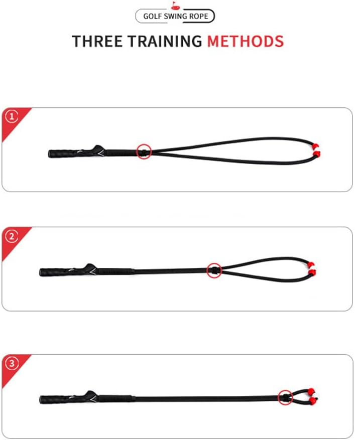 Golf Swing Trainer, Golf Swing Trainer Aids Set, Distance Rope Improve Swing Speed Lagging Rhythm, Golf Warm-Up Stick for Strength & Tempo Training Arm Band for Golf Beginner Black