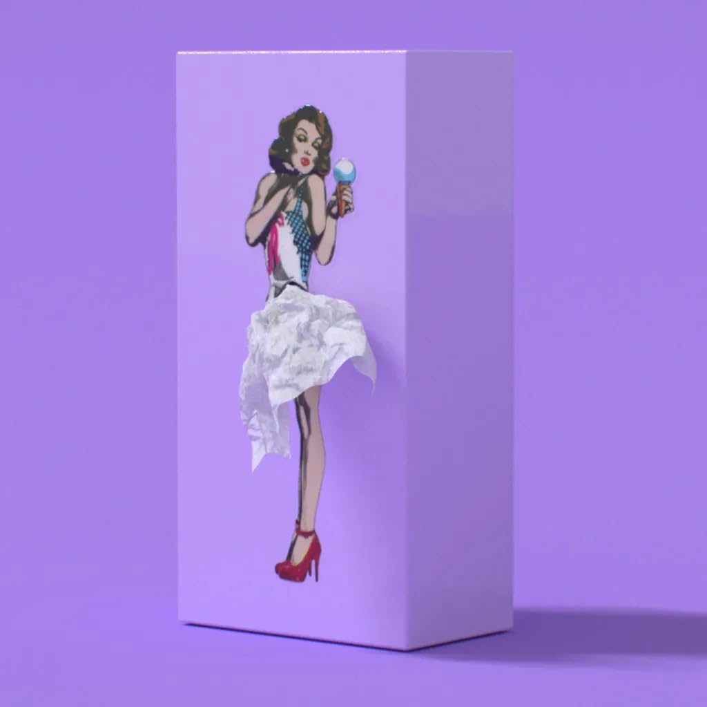 Flying Skirt® Tissue Box - The Original Award-Winning Lady Skirt Design, Resin Pop Art, Weighted Metal Base, Made in Korea, Premium Gifts & Novelty Home Decor by Spextrum (Purple)