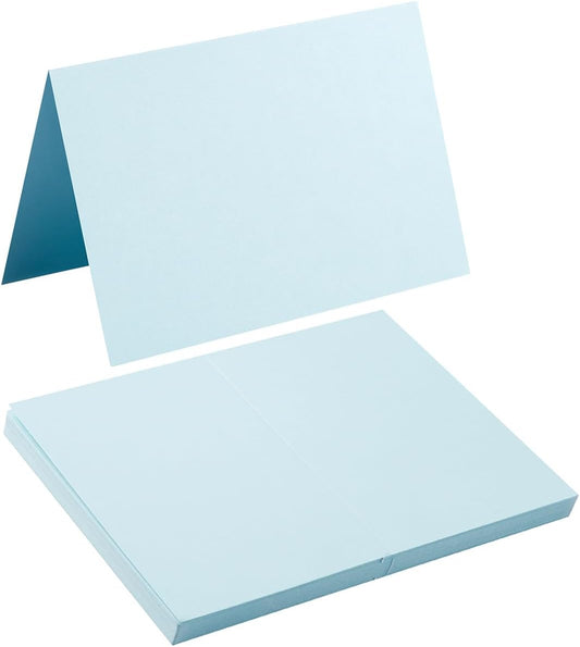 50 Pack Blank Cards Folded Cardstock Thank You Blank Greeting Cards for Invitations, Wedding, Greeting Cards, All Occasion DIY (Light Blue, 4x6)