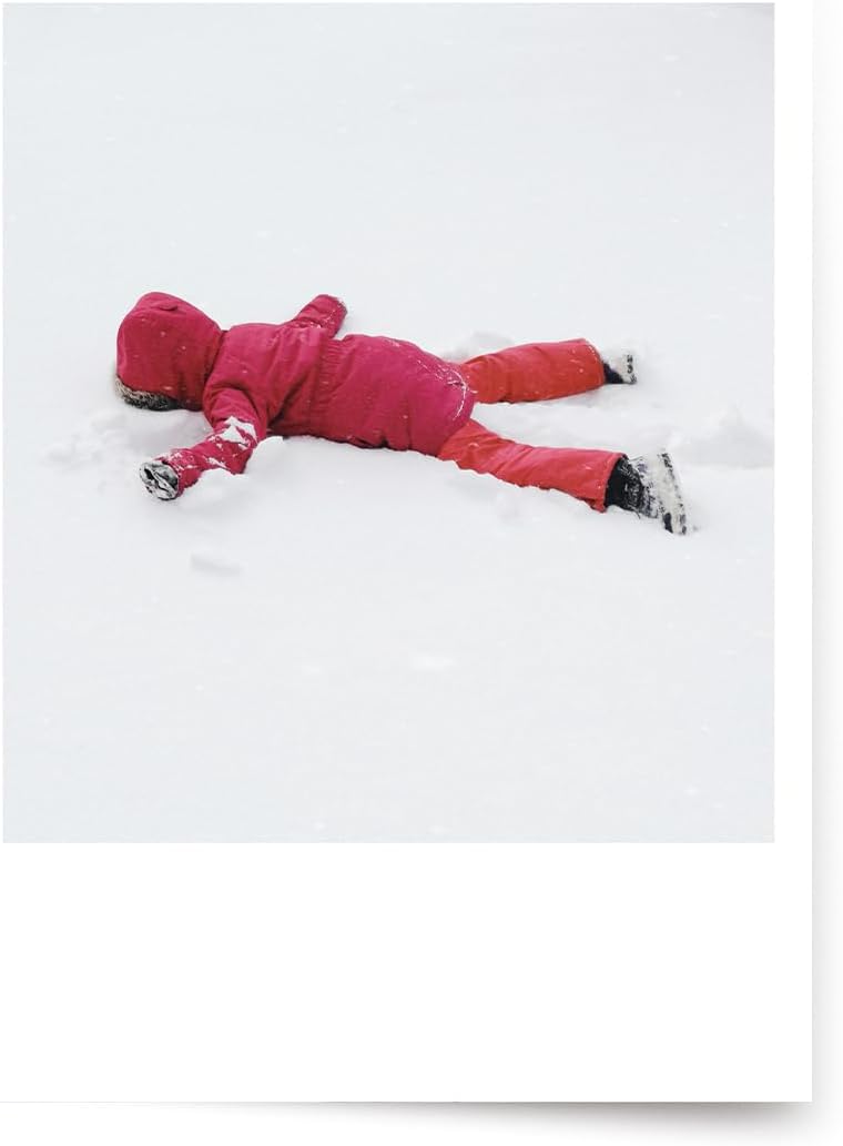 Photographic Happy Holidays Cards, Lying in Snow (6 Cards with White Envelopes)