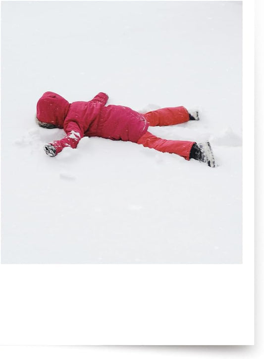 Photographic Happy Holidays Cards, Lying in Snow (6 Cards with White Envelopes)