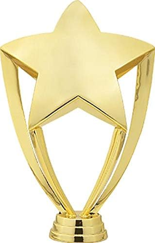 Gold Star Trophies - Gold Star Trophy Award - Custom Engraving On White Marble Base