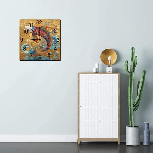 Baseball Square Clock Silent No Tick Battery Powered Home Decor Wooden Wall Clock for Living Room Kitchen Bathroom Farmhouse 10inch