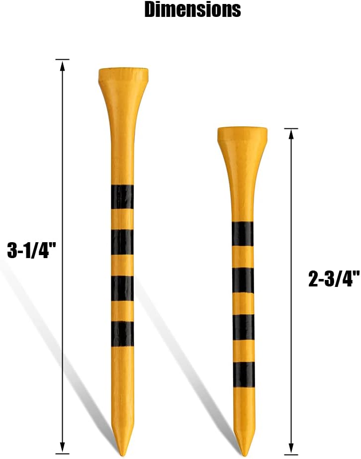 MAZEL Natural Wood/Bamboo Golf Tees 2 3/4 Inch & 3 1/4 Inch,Pack 50 or 120,Reduce Friction & Side Spin,More Stable Golf Tees